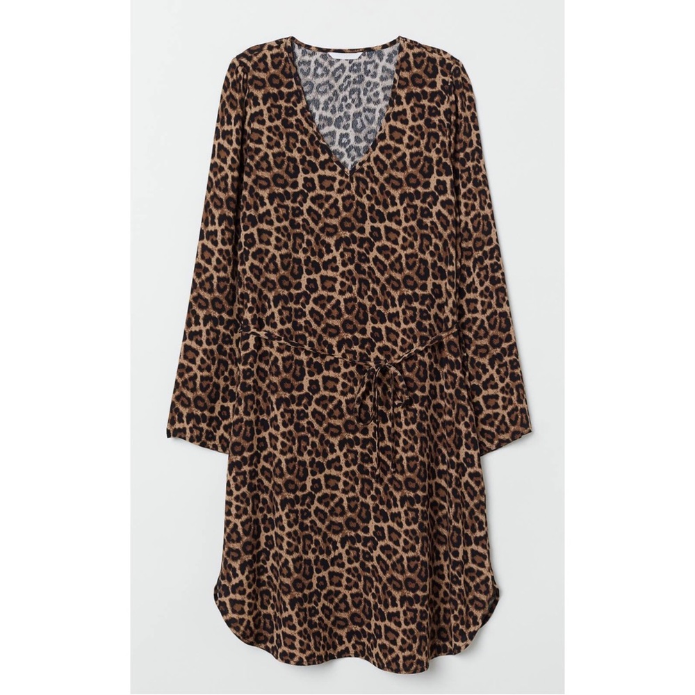 H&M leopard dress with belt size 8 NWT